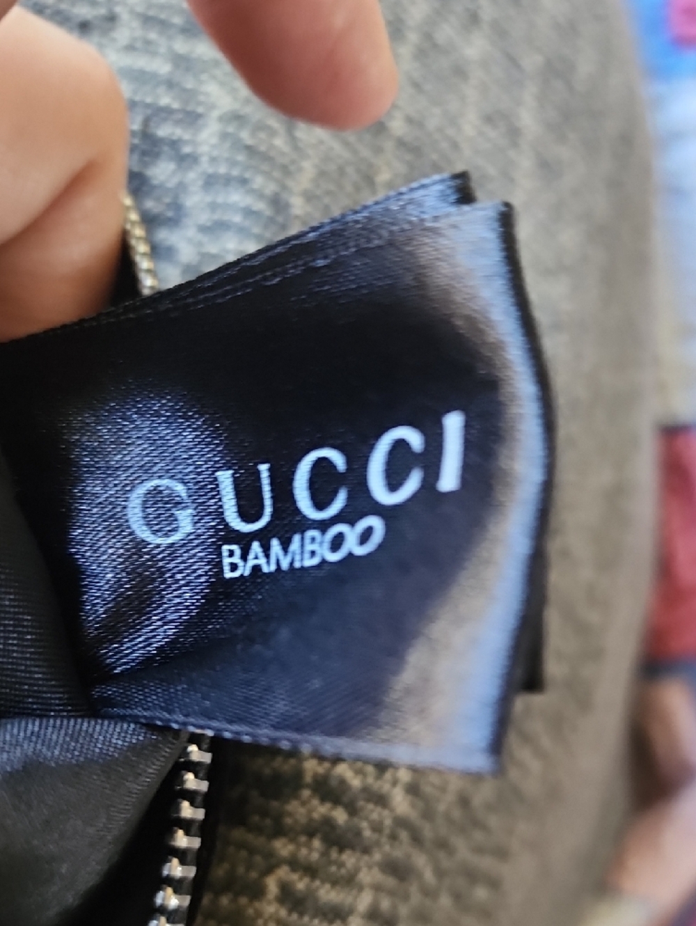 Gucci Bamboo Black Velvet Cosmetic Pouch Clutch Zip Bag Auth Vintage - Picture 8 of 8